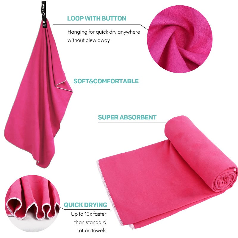 HOEAAS 2 Pack Microfiber Camping Towels, Quick Dry Towel, Super Absorbent Ultra Compact Travel Towel Soft Lightweight Sports Towel for Sweat Fast Drying Towels for Pool,Gym,Hiking,Backpacking,Fitness - Image 4